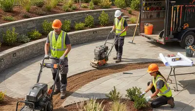 Indianapolis, IN tree service crew planning landscape design for a residential property