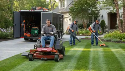 Indianapolis, IN tree service crew trimming trees for residential lawn care and seasonal property maintenance