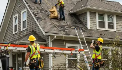 Storm damage tree cleanup in Indianapolis, IN by Arbor Tree Care crew