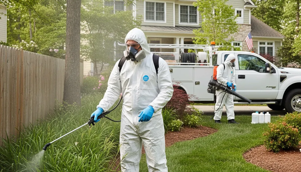 Arbor Tree Care technician providing tick control service in Indianapolis, IN yard