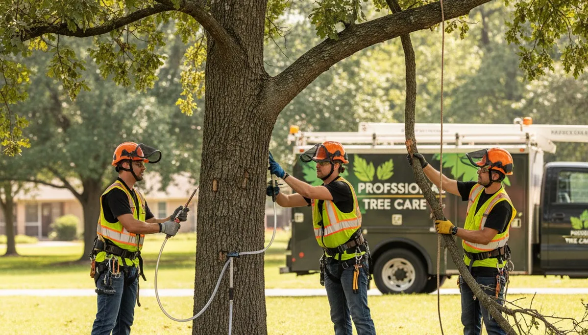 Arborist treating diseased tree in Indianapolis, IN for healthier growth and pest control