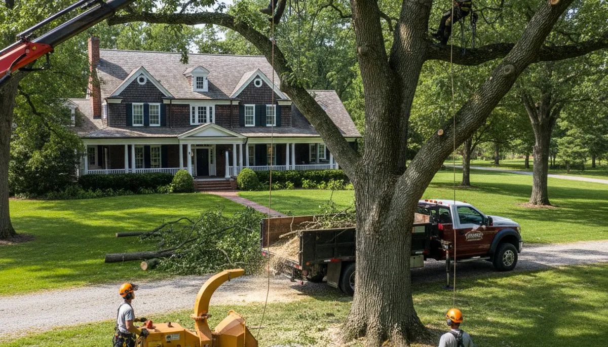 Tree service team trimming trees in Indianapolis, IN for safe, professional property care