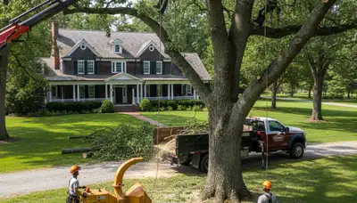 Tree service team trimming trees in Indianapolis, IN for safe, professional property care