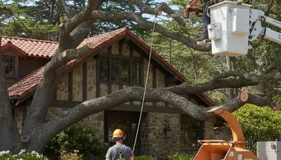 Tree service crew trimming trees in Indianapolis, IN for safe, professional property care
