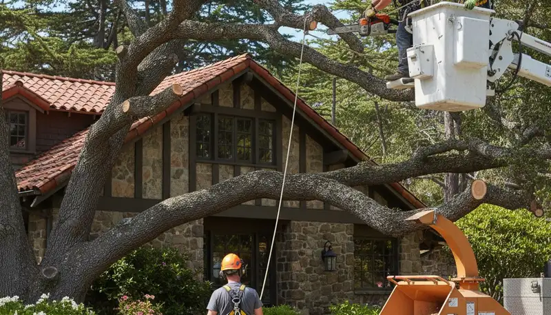 Tree service crew trimming trees in Indianapolis, IN for safe, professional property care
