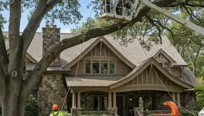 Tree service crew trimming trees in Indianapolis, IN for safe, professional property care
