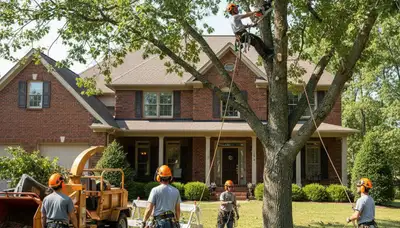 Tree service crew trimming and removing branches in Indianapolis, IN
